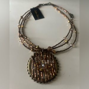 Brown crystal and glass beaded necklace
